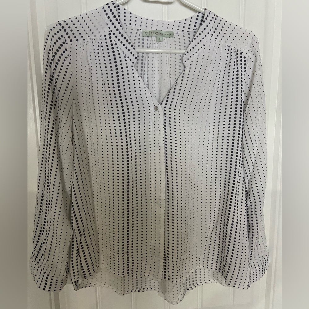 Cleo petite White and Black Polka Dot Blouse size small